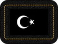 Black Turkish Flag with White Crescent and Star. Vector Icon on