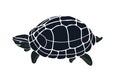 Black Turtle silhouette. Sea turtle vector isolated on white. Royalty Free Stock Photo