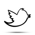 Black Tweet Bird Vector Logo EPS.Twitter Icon Button.Flat Social Media Twiter Sign