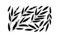 Black twig, leaves or sprig silhouettes collection Royalty Free Stock Photo