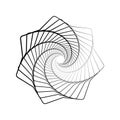 Black twisted futuristic spiral on white background. Wavy fractal with a linear outgoing gradient. Abstract wireframe linear