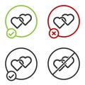Black Two Linked Hearts icon isolated on white background. Romantic symbol linked, join, passion and wedding. Valentine Royalty Free Stock Photo