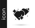 Black Two Linked Hearts icon isolated on white background. Romantic symbol linked, join, passion and wedding. Valentine Royalty Free Stock Photo