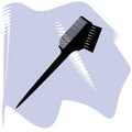 Black two side hair dye brushon lilac spot icon of a set. Beauty salon tool. Hairdresser equipment vector illustration for icon,