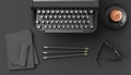 Black typewriter on a black background