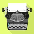 Black typewriter icon, flat style