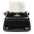 Black typewriter icon, realistic style