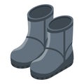 Black ugg boots icon, isometric style