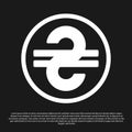 Black Ukrainian hryvnia icon isolated on black background. Vector