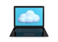 Black ultra thin laptop with low polygon cloud model