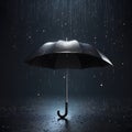 Black umbrella with raindrops concept of rainy day. Royalty Free Stock Photo