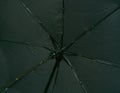 Black umbrella with spokes on the inside. Close. Elegant