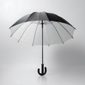 Black umbrella, white inside the umbrella. Image background white