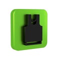 Black Undershirt icon isolated on transparent background. Green square button.