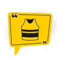 Black Undershirt icon isolated on white background. Yellow speech bubble symbol. Vector