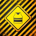 Black Undershirt icon isolated on yellow background. Warning sign. Vector