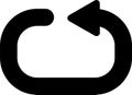 Black undo arrow creating a circular shape, representing concepts of repetition, updating, and returning, set against a