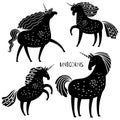 Black unicorn silhouettes Royalty Free Stock Photo