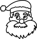 black unpainted outline head santa claus isolated on white background