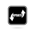 Black update square sign icon or logo on white background