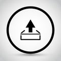 Black Upload Icon Inside a Circle with a Subtle Shadow on a White Background upload symbol Royalty Free Stock Photo