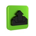 Black Upload inbox icon isolated on transparent background. Green square button.