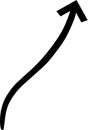 Black upward arrow with curved line pointing direction, representing growth, achievement, and positive progress in