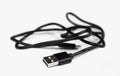 Black USB cable isolated on white background. Close-up Royalty Free Stock Photo