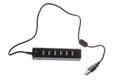 Black USB hub with six ports, isolated on white Royalty Free Stock Photo