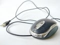 black USB wired computer mouse on white background Royalty Free Stock Photo