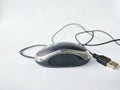 black USB wired computer mouse on white background Royalty Free Stock Photo
