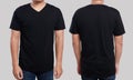 Black V-Neck shirt design template