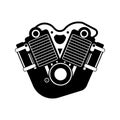 Black V twin engine illustration motor mechanical Royalty Free Stock Photo