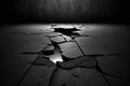 Black Vacant Scene with Cracked Stone Floor and Concrete Background Royalty Free Stock Photo
