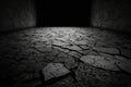 Black Vacant Scene with Cracked Stone Floor and Concrete Background Royalty Free Stock Photo