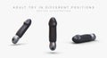 Black vaginal vibrator. Battery powered gadget for adults. Popular sex toy