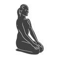 Black Vajrasana Thunderbolt Yoga Pose Outline Icon