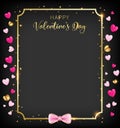 Black valentine day banner included heart glitter