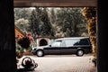 photo of a black van at a memorial service Royalty Free Stock Photo