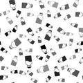 Black Vape liquid bottle for electronic cigarettes icon isolated seamless pattern on white background. Vector Royalty Free Stock Photo