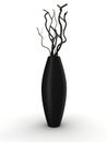 Black vase with dry wood isolated Royalty Free Stock Photo