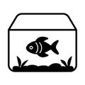 black vector aquarium icon on white background