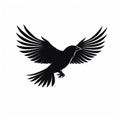 Black Vector Art Logo Of Finch Flying With Wings