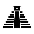 black vector aztec temple icon on white background