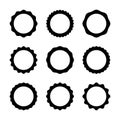 Black vector blank wavy edge circle stickers