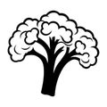 black vector broccoli icon on white background