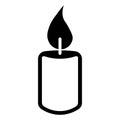 black vector candle icon on white background Royalty Free Stock Photo