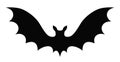 Black vector cartoon bat silhouette isolated on white background Royalty Free Stock Photo