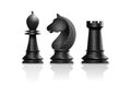 Black vector chess pieces bishop, knight, rook Royalty Free Stock Photo