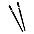 black vector chopsticks icon on white background